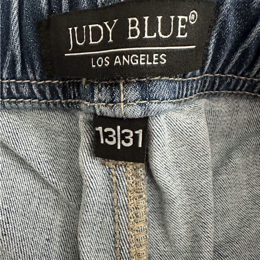 Women's Elastic Waist Denim Jeans - Blue - Picture 4 of 5